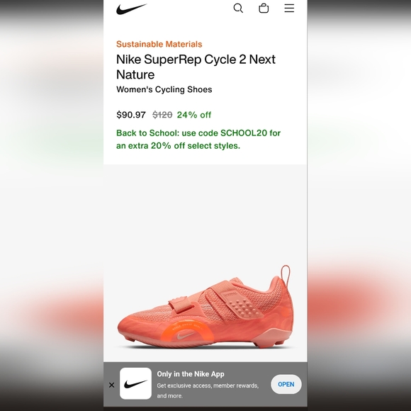 Nike SuperRep Cycle 2 Next Nature womens size 7 - Picture 7 of 7